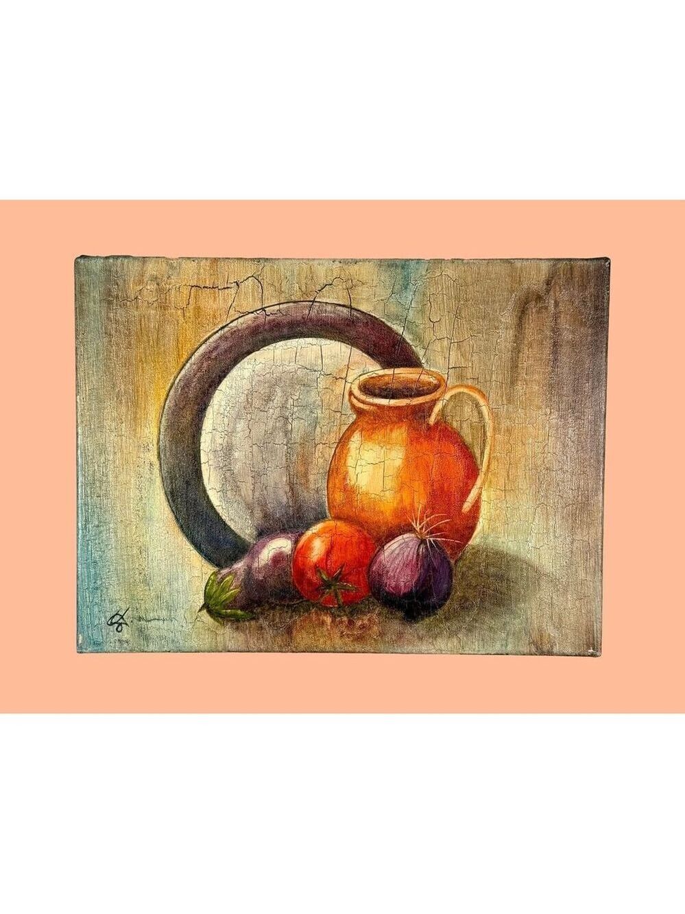 Sylvie Trudeau Oil Painting Still Life Jug & Vegetables Kitchen Art